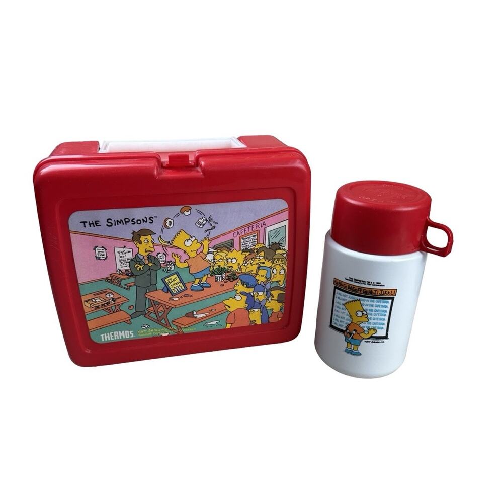 Vintage 1990 Thermos Co The Simpsons Red Lunchbox with Thermos